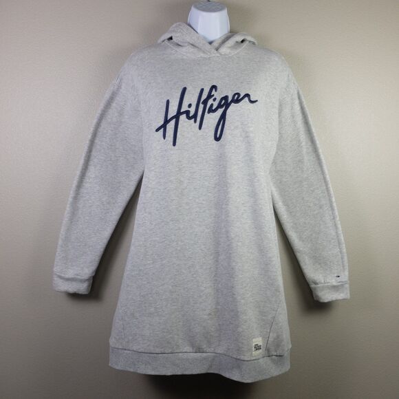 Tommy Hilfiger Denim Gray Hoodie Dress Size Medium - Picture 1 of 9